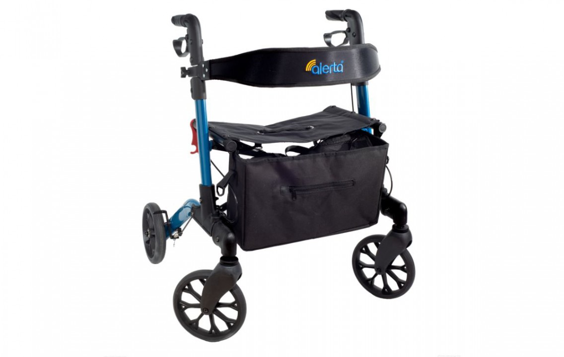 Alerta Folding Four-Wheel Aluminium Rollator with Seat and Bag Alerta Folding Four-Wheel Aluminium Rollator with Seat and Bag